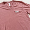 Signature Doxie White Logo V-Neck Tee Shirt (Mauve)