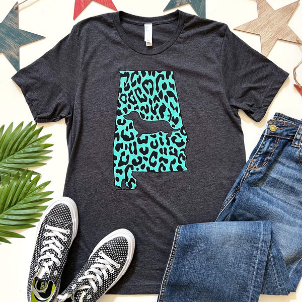American Doxie Alabama State Doxie Leopard Print Tee Shirt