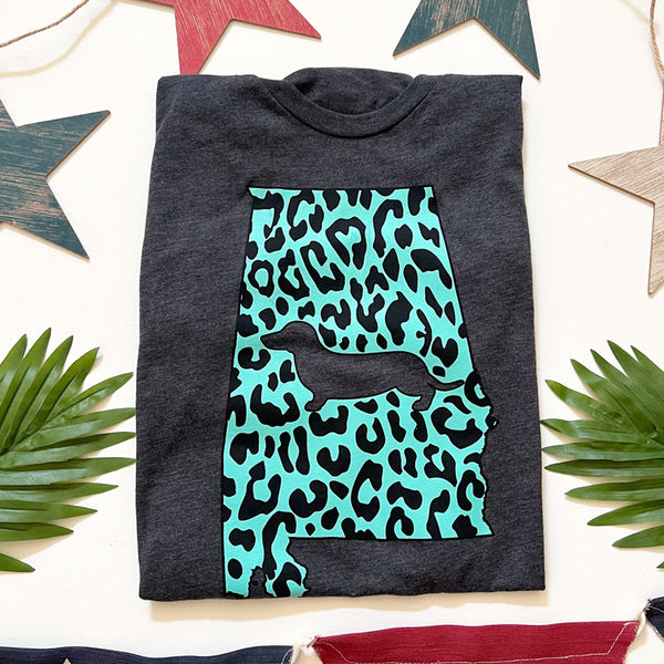 American Doxie Alabama State Doxie Leopard Print Tee Shirt
