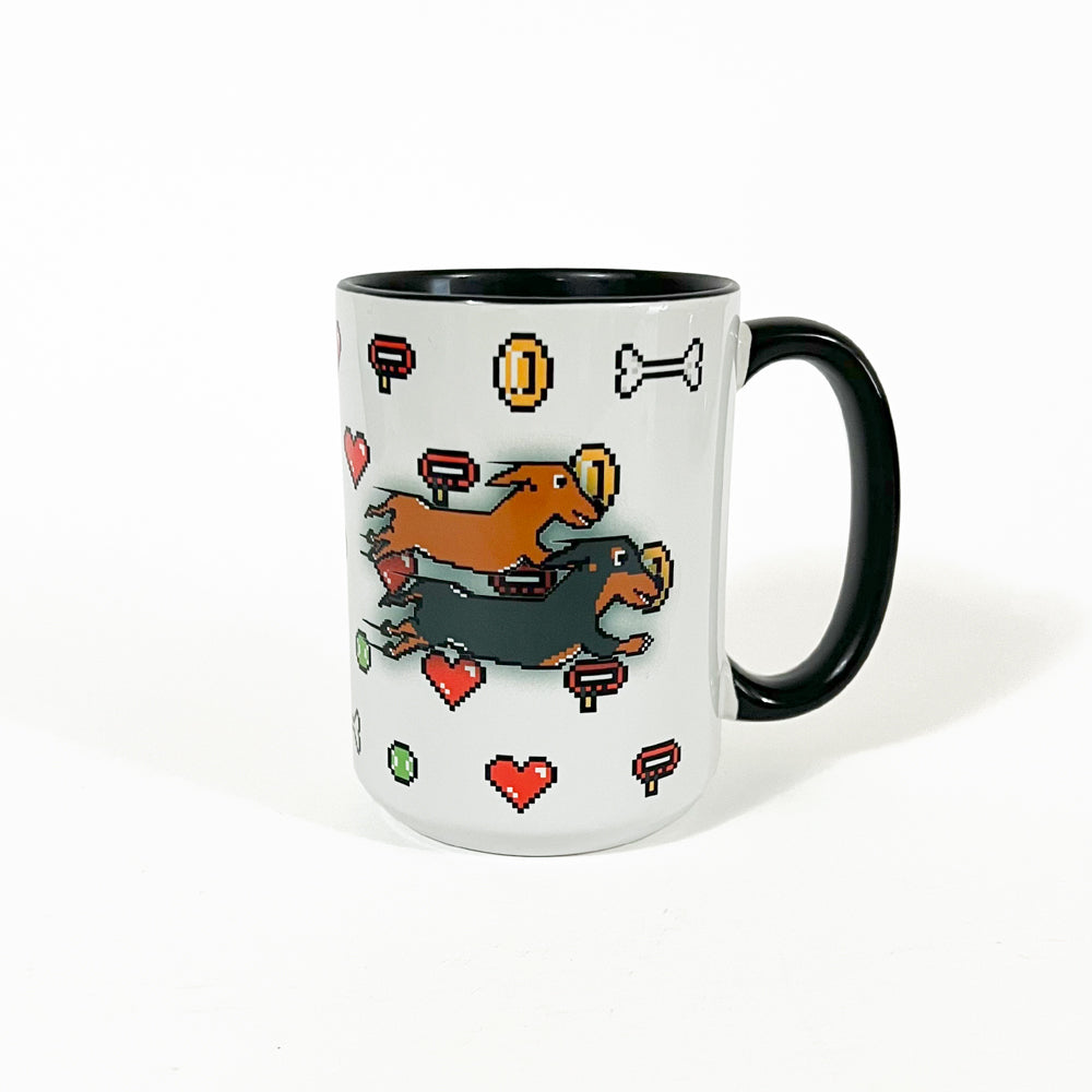 American Doxie 8-Bit Retro Wiener Dog Racing Game Jumbo Mug