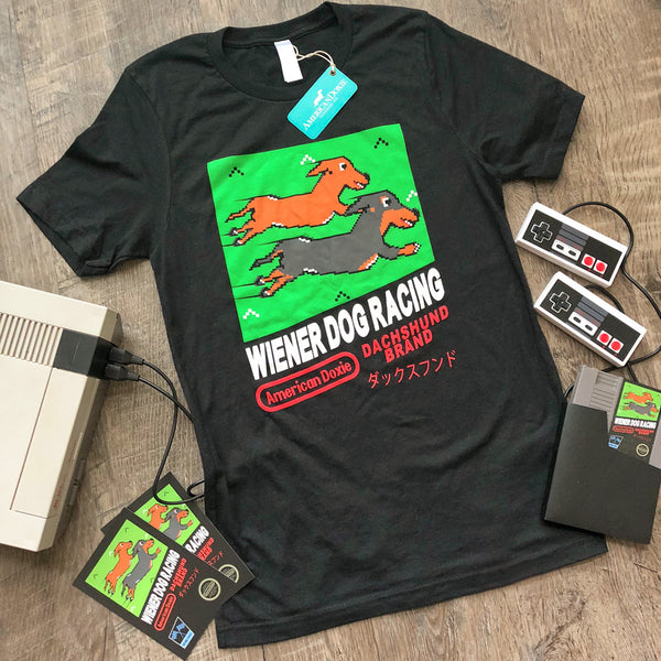 8-Bit Retro Wiener Dog Racing Game Tee Shirt