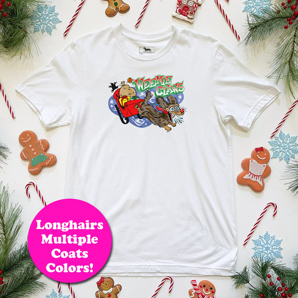 Weenie Claws Sleigh Ride Tee Shirt (Long Haired - Various Coats)