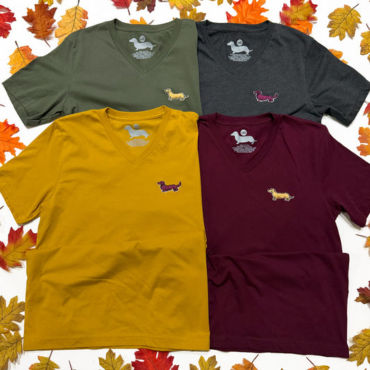 Signature Logo V-Neck Short Sleeve Tee Shirts - Fall Colors (Limited Time)