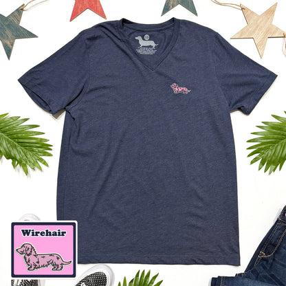 Signature Logo V-Neck Short Sleeve Tee - Navy Version (Multiple Coat Types)