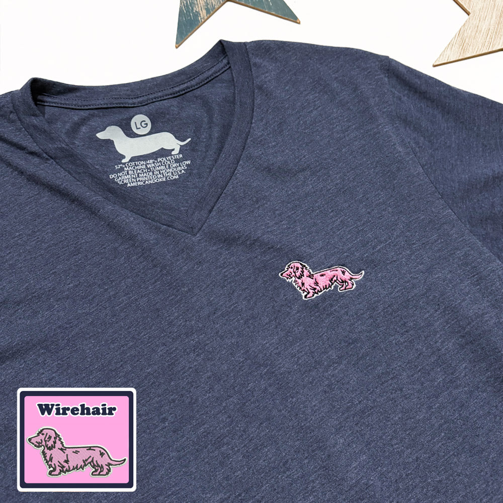 Signature Logo V-Neck Short Sleeve Tee - Navy Version (Multiple Coat Types)