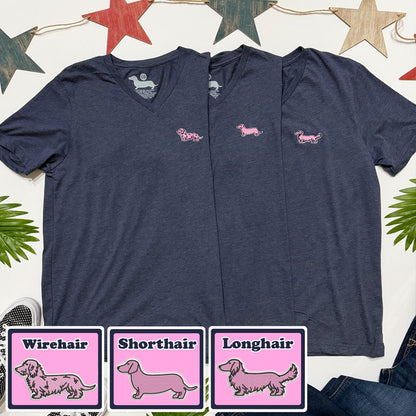 Signature Logo V-Neck Short Sleeve Tee - Navy Version (Multiple Coat Types)