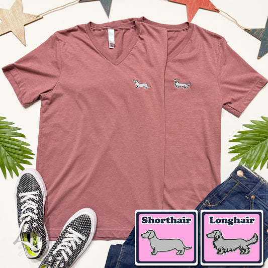 Signature Logo V-Neck Short Sleeve Tee - Mauve Version (Multiple Coat Types)
