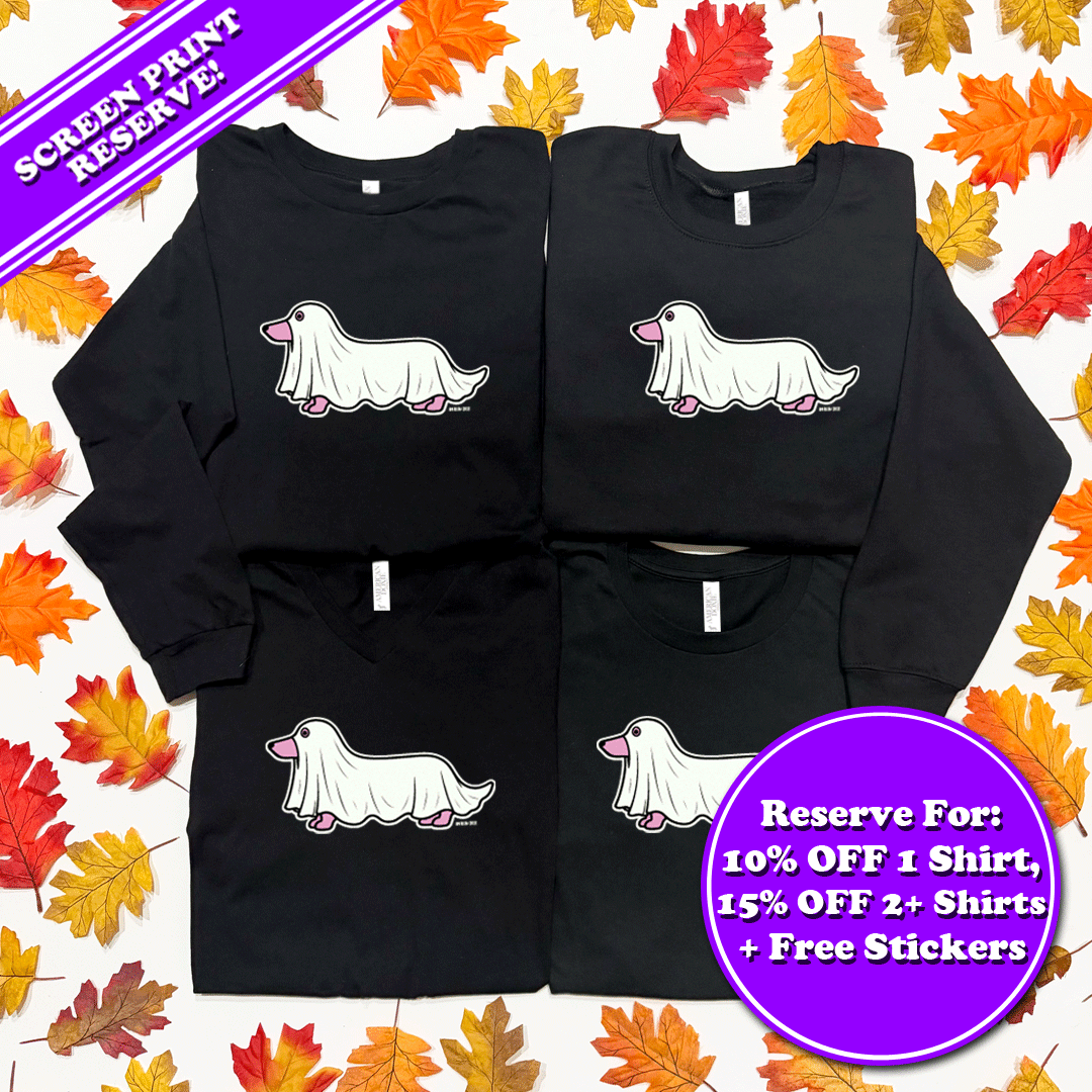 AD Halloweenie 2026 Doxie Boo Glow-in-the-Dark Shirts (Screen Print Reserve)