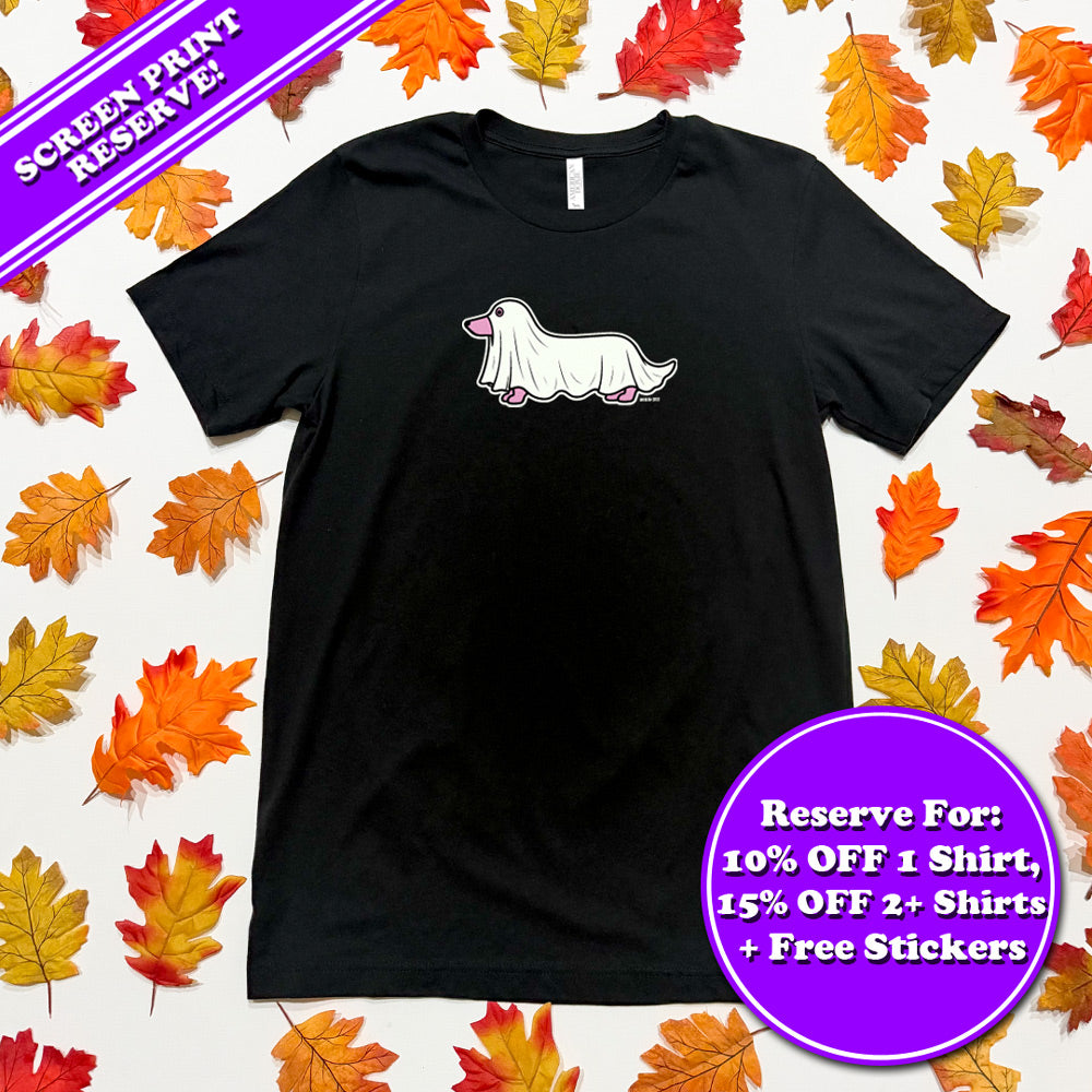 AD Halloweenie 2026 Doxie Boo Glow-in-the-Dark Shirts (Screen Print Reserve)