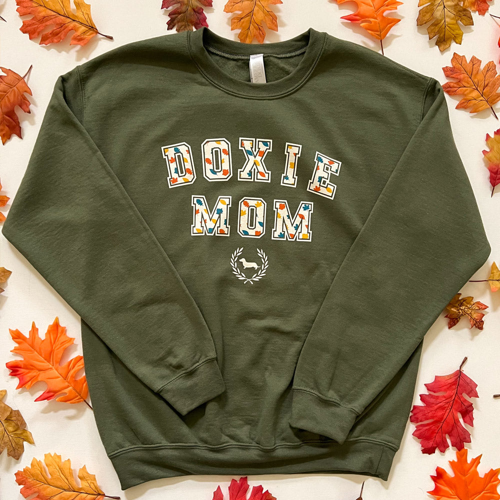 AD Doxie Mom Leaves Crewneck Sweatshirt