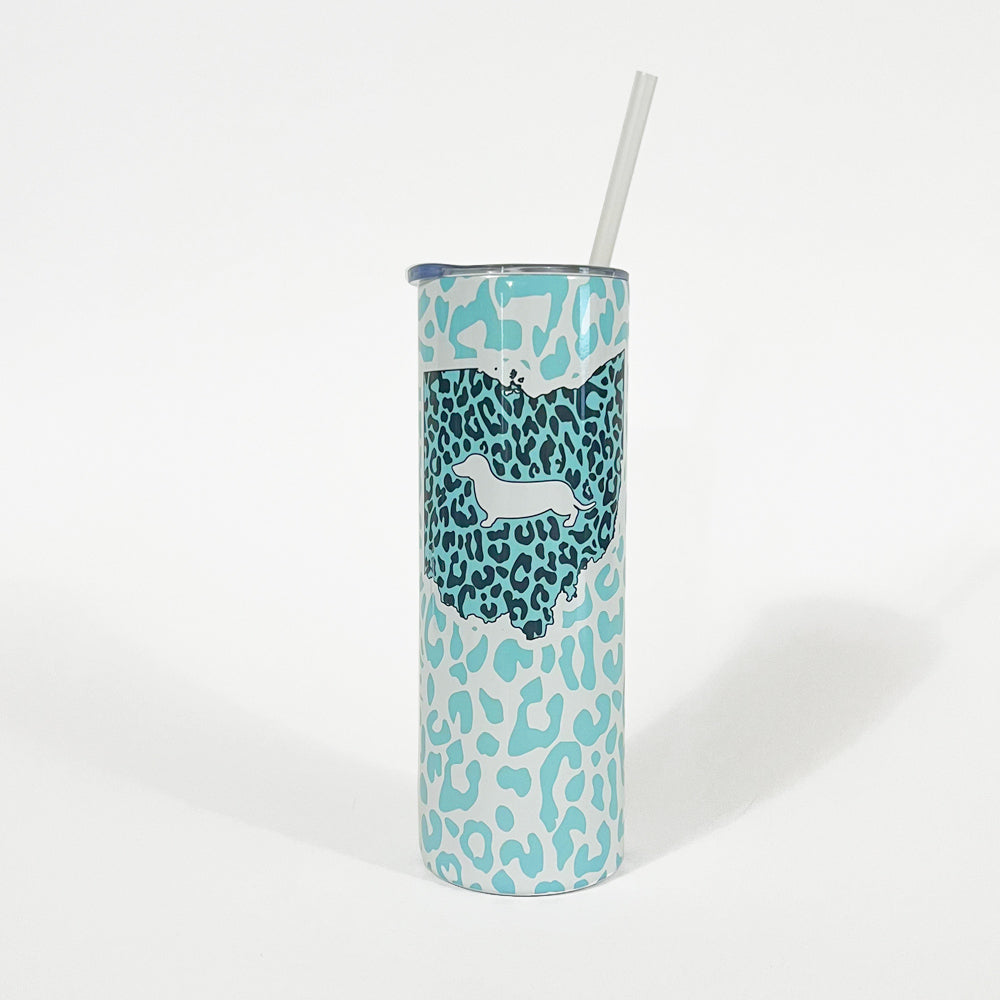 AD Ohio State Doxie Leopard Print 20oz Skinny Tumbler