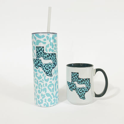 Texas State Doxie Leopard Print 20oz Skinny Tumbler