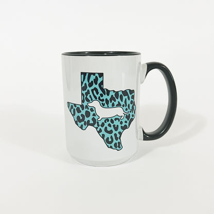 Texas State Doxie Leopard Print Jumbo Mug