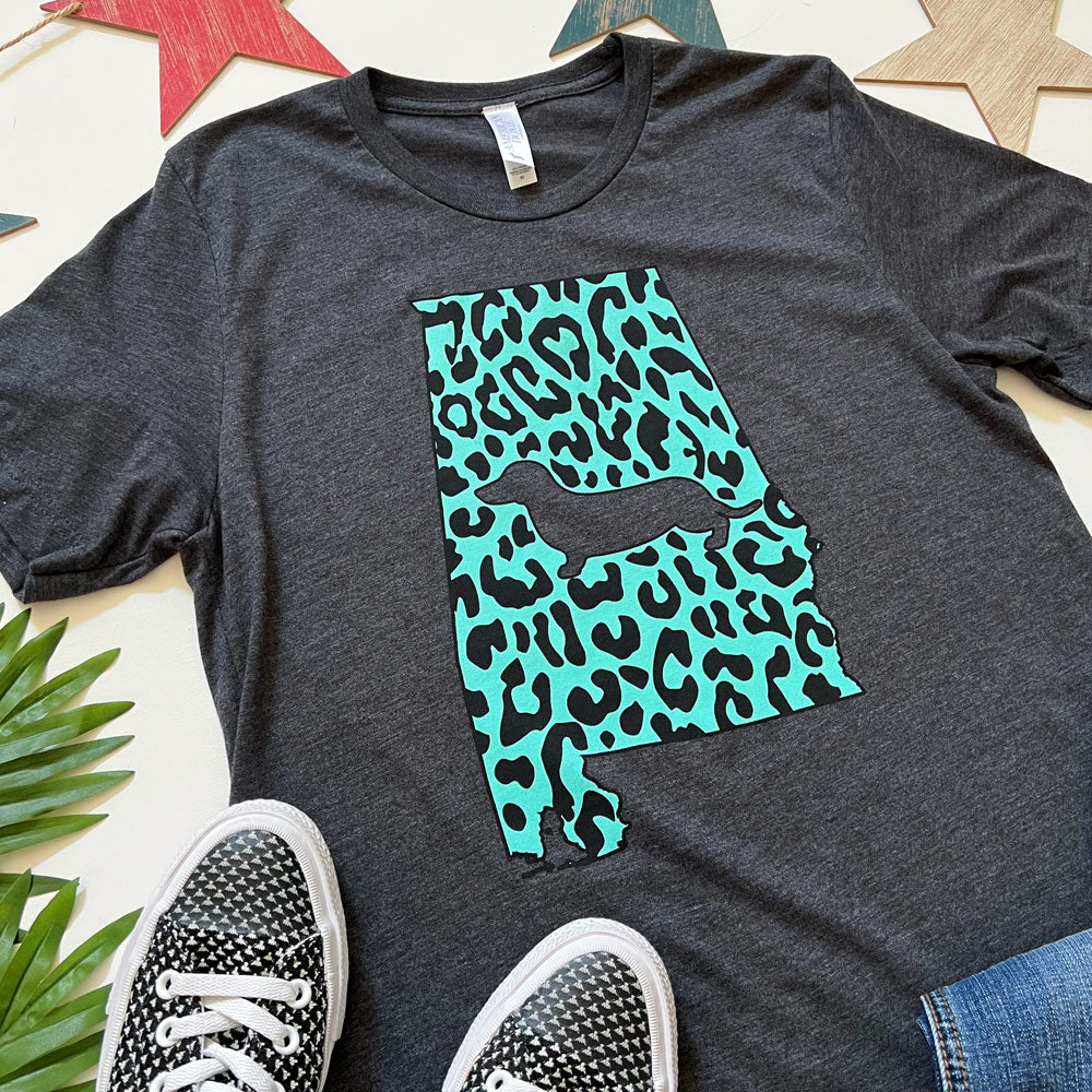 Alabama State Doxie Leopard Print Tee Shirt