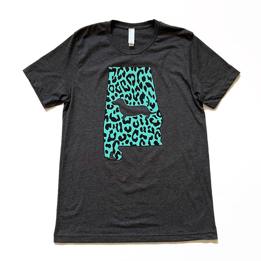 Alabama State Doxie Leopard Print Tee Shirt