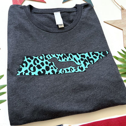 Tennessee State Doxie Leopard Print Tee Shirt
