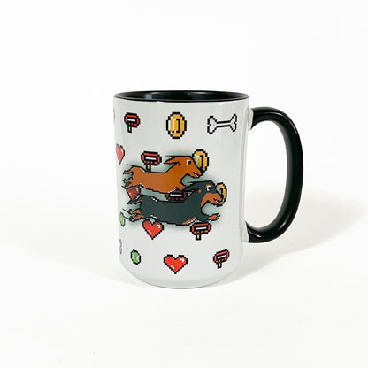 8-Bit Retro Wiener Dog Racing Game Jumbo Mug