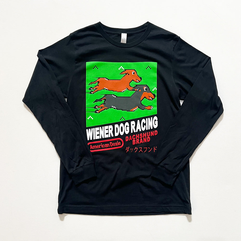 American Doxie 8-Bit Retro Wiener Dog Racing Game Long