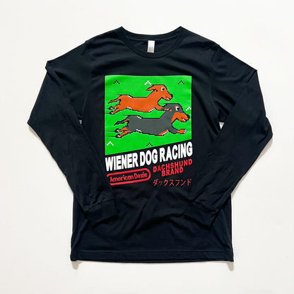 8-Bit Retro Wiener Dog Racing Game Long Sleeve Tee
