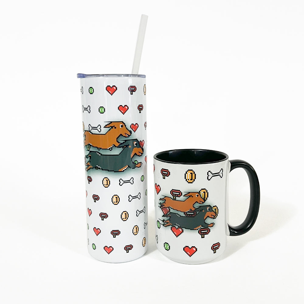 8-Bit Retro Wiener Dog Racing Game Jumbo Mug