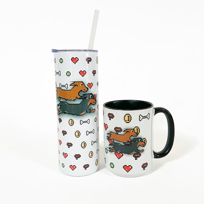 8-Bit Retro Wiener Dog Racing Game Jumbo Mug