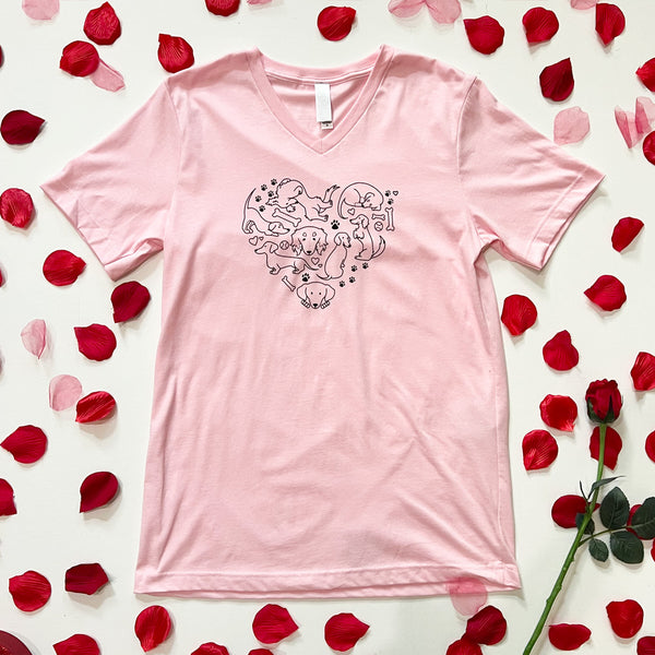 AD Doxie Heart V-Neck Tee Shirt