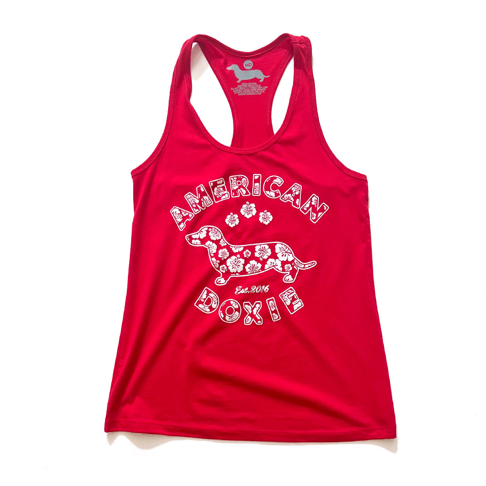 AD Doxie Hibiscus Logo Ladies' Racerback Tank