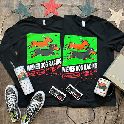 8-Bit Retro Wiener Dog Racing Game 20oz Skinny Tumbler