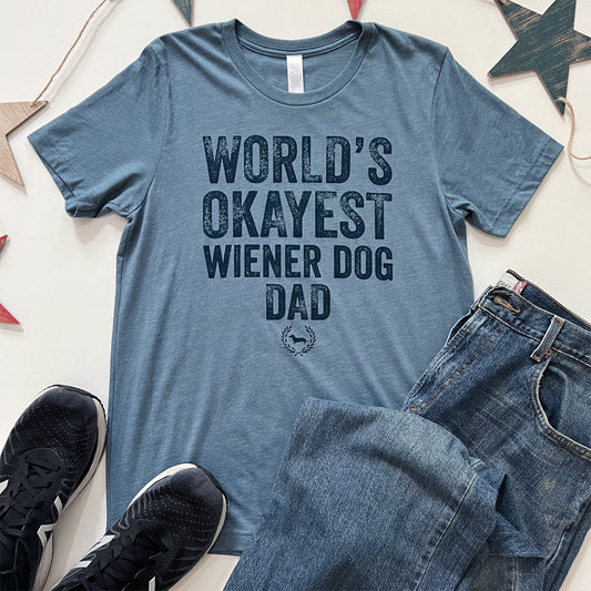 World's Okayest Doxie Dad Short Sleeve Tee Shirt