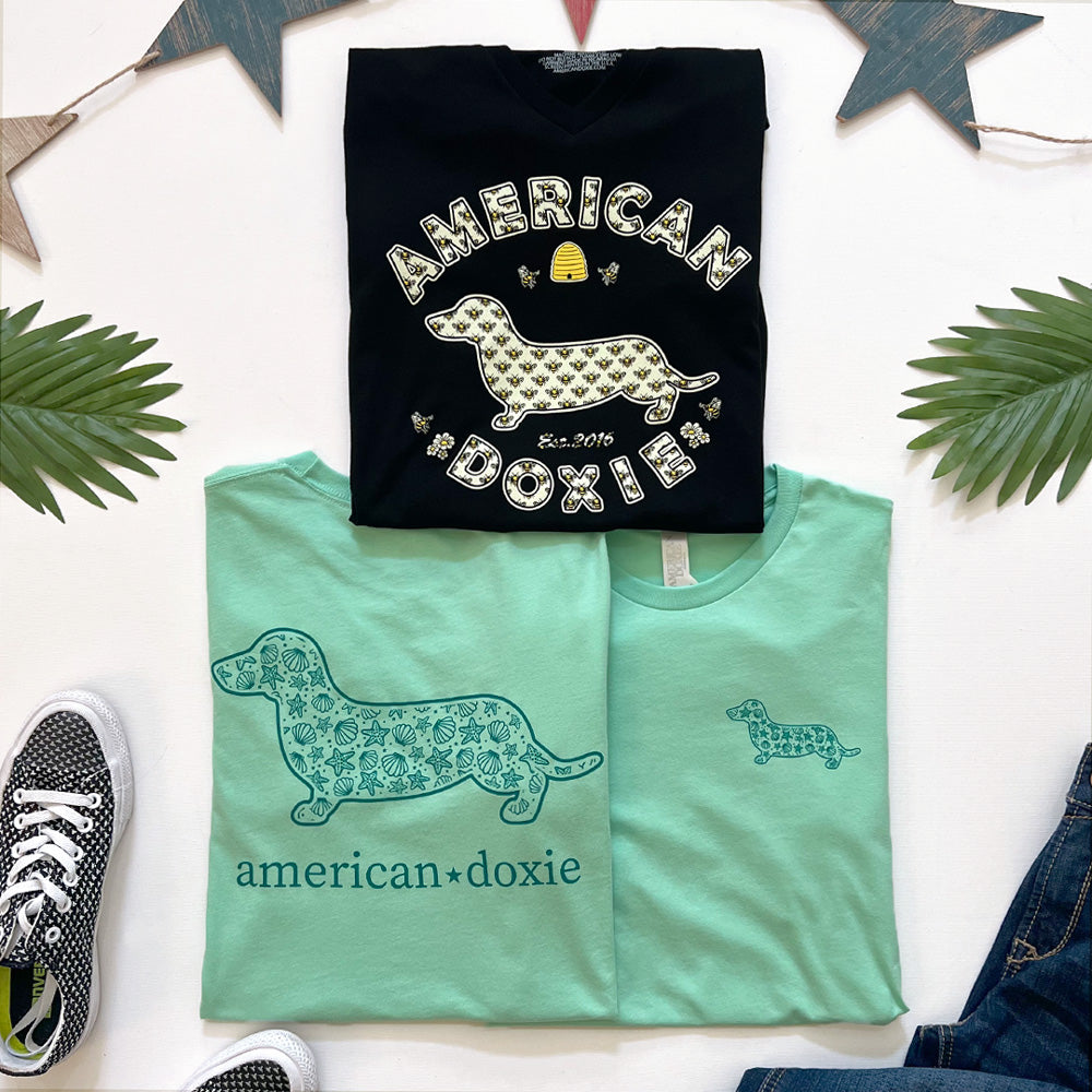 American Doxie Bee V-Neck Tee