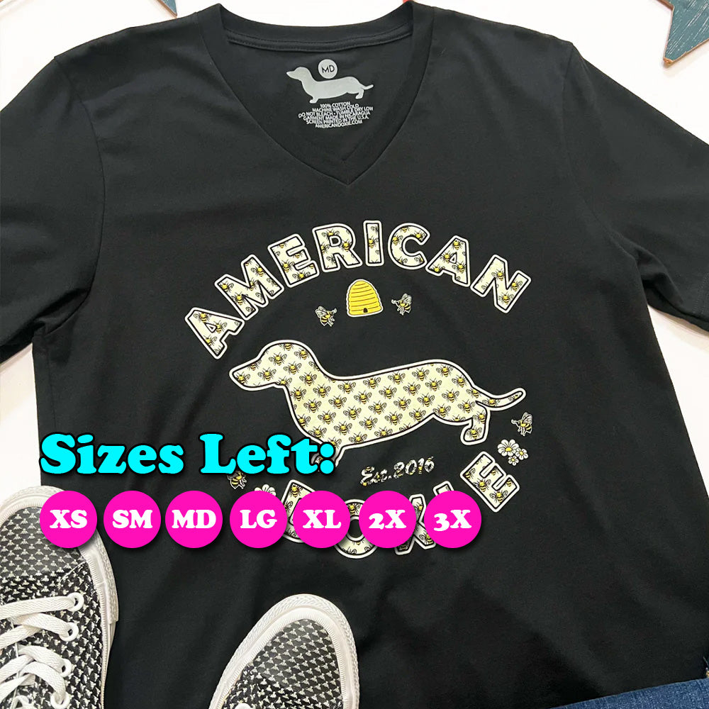 American Doxie Bee V-Neck Tee