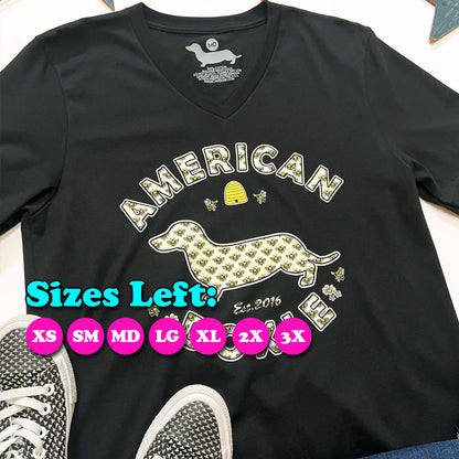 American Doxie Bee V-Neck Tee