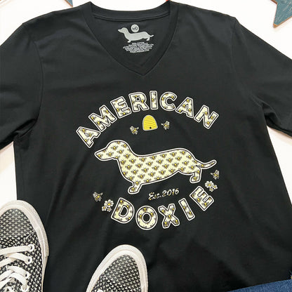 American Doxie Bee V-Neck Tee