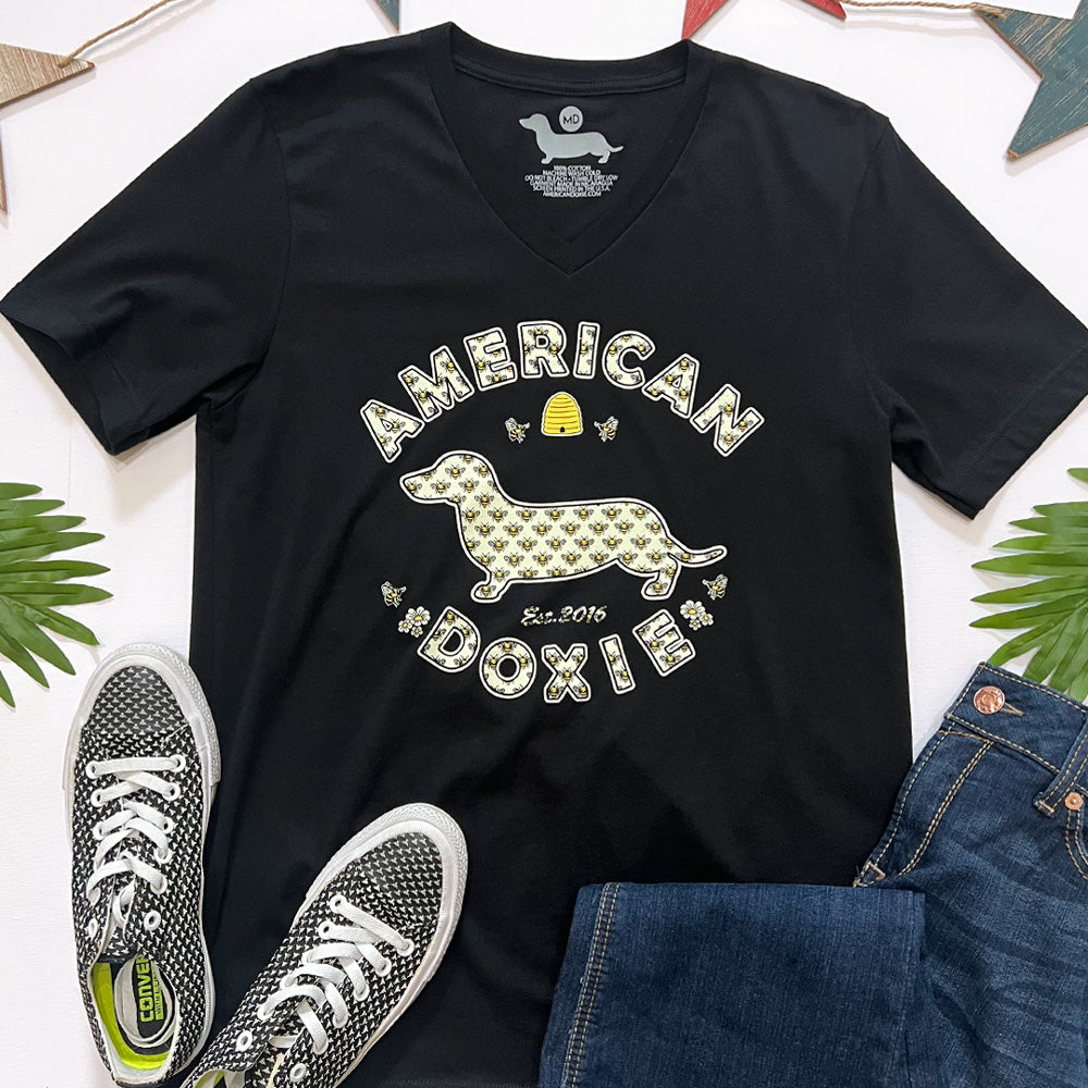 American Doxie Bee V-Neck Tee