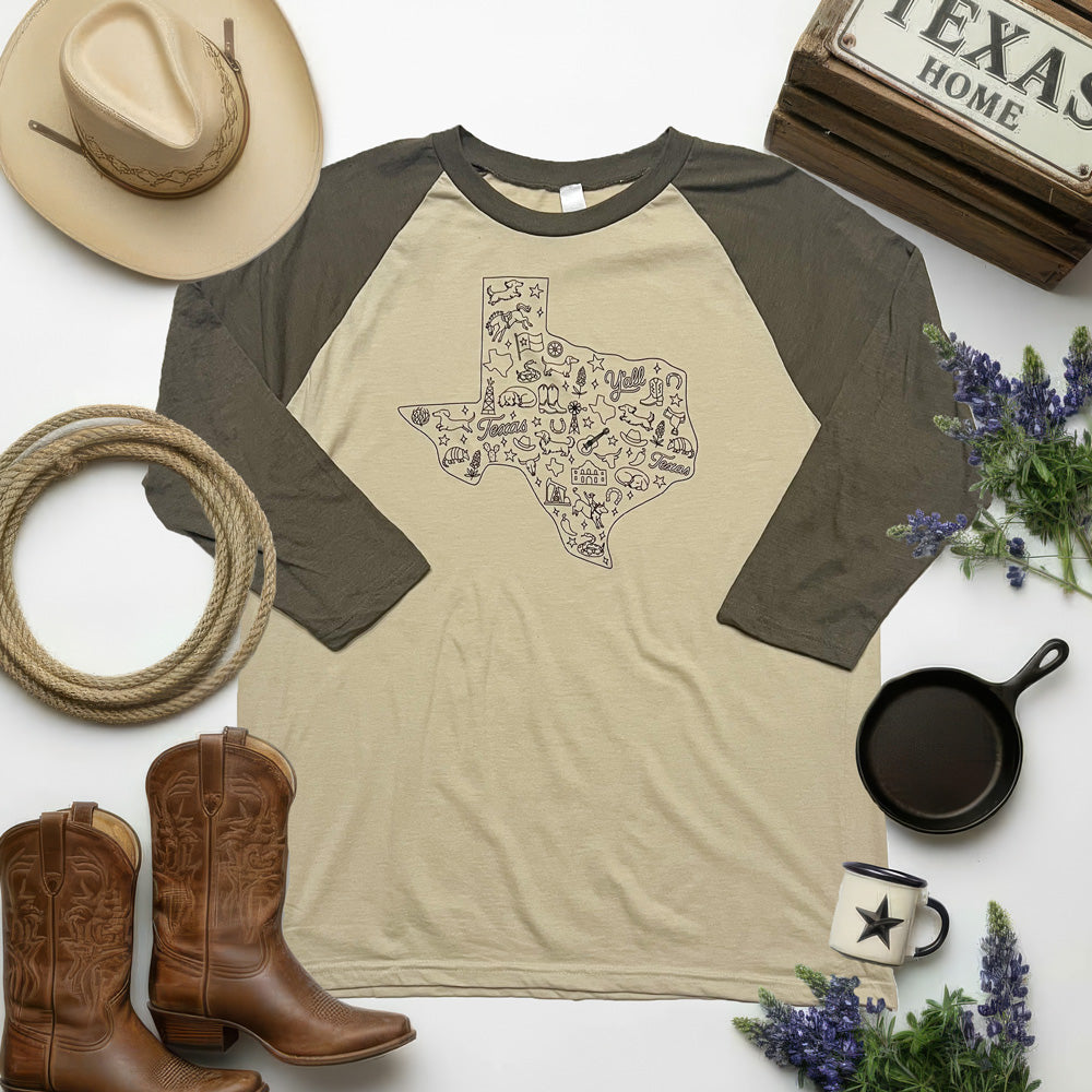 Deep in the Heart of Texas 3/4 Sleeve Shirt