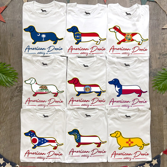 Signature Series Doxie State Flag Tee Shirt - Series I (Various States)
