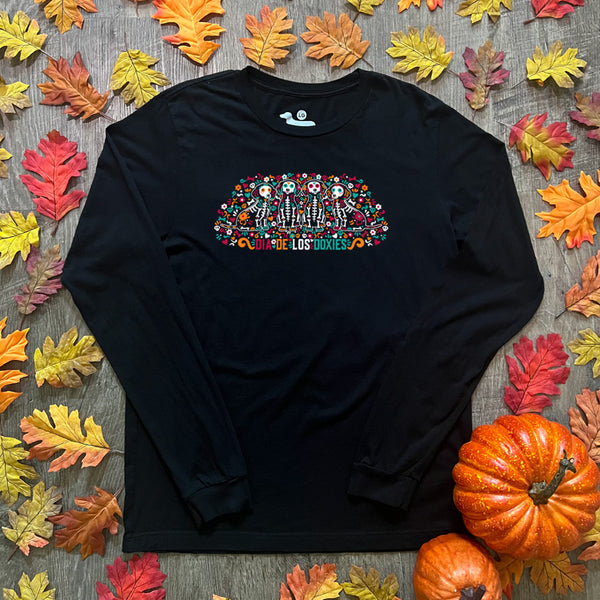 Doxie Sugar Skull Crew Long Sleeve Tee Shirt