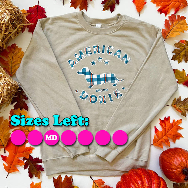 AD Doxie Fall Flannel Crewneck Sweatshirt