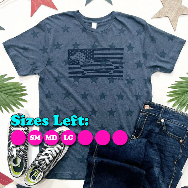 Doxie Flag Short Sleeve Stars Tee Shirt (4th of July Exclusive)