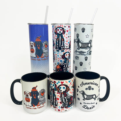 Doxie Sugar Skull Crew 20oz Skinny Tumbler