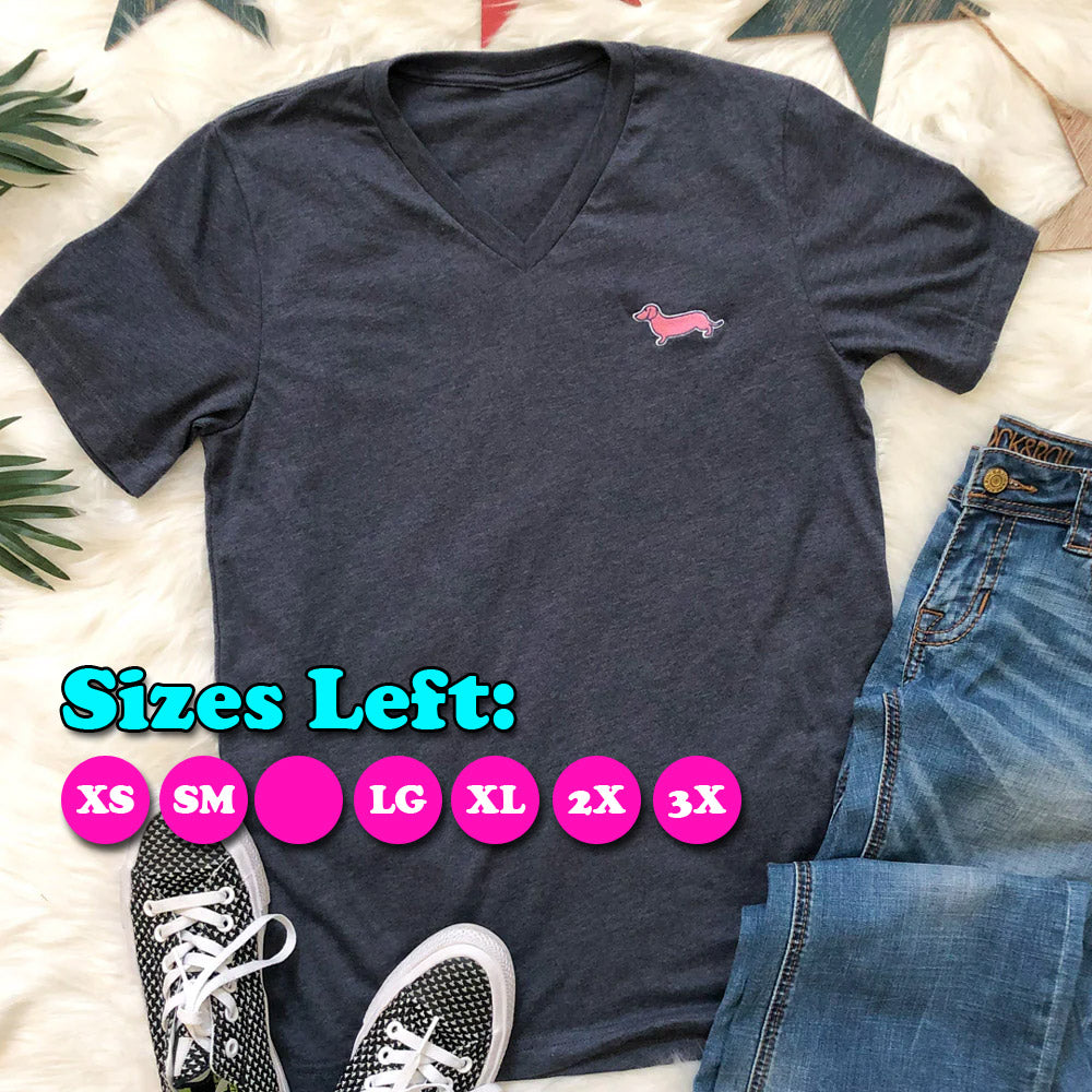 Signature Doxie Pink Logo V-Neck Tee Shirt