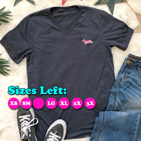 Signature Doxie Pink Logo V-Neck Tee Shirt