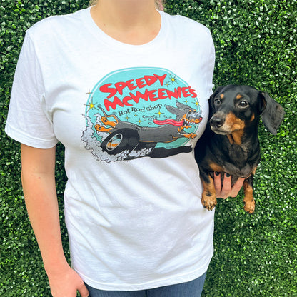 Speedy McWeenie's Hot Rod Shop Tee Shirt (Short Haired - Various Coats)