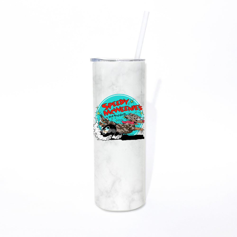 Speedy McWeenie's Hot Rod Shop 20oz Skinny Tumbler (Short Haired/Long Haired - Various Coats)