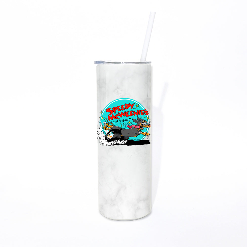 Speedy McWeenie's Hot Rod Shop 20oz Skinny Tumbler (Short Haired/Long Haired - Various Coats)