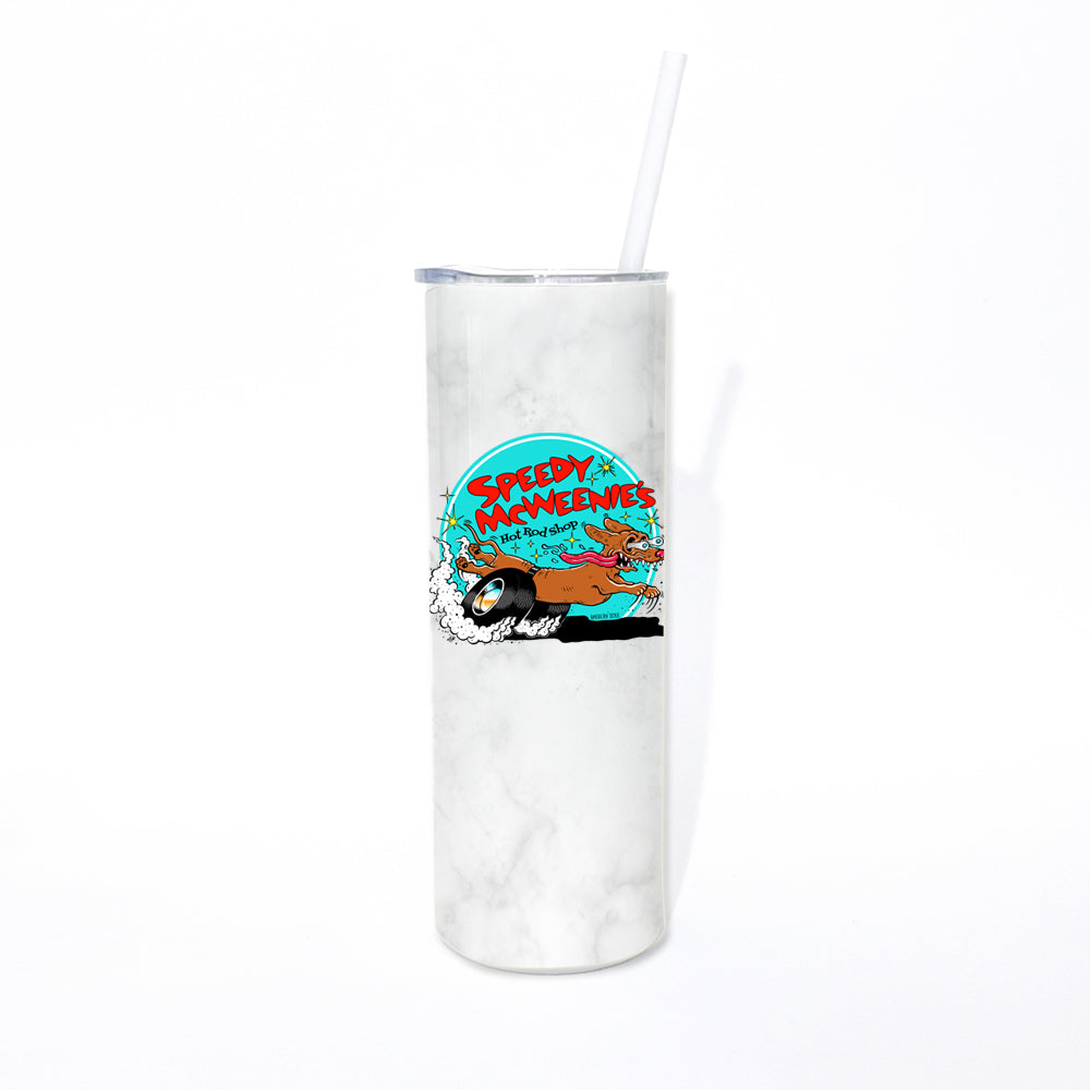 Speedy McWeenie's Hot Rod Shop 20oz Skinny Tumbler (Short Haired/Long Haired - Various Coats)