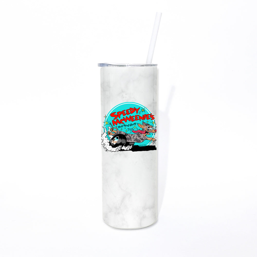 Speedy McWeenie's Hot Rod Shop 20oz Skinny Tumbler (Short Haired/Long Haired - Various Coats)