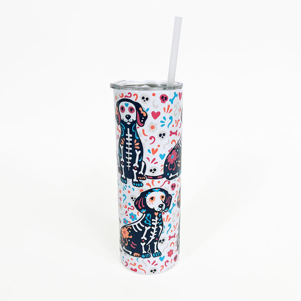 Doxie Sugar Skull Crew 20oz Skinny Tumbler
