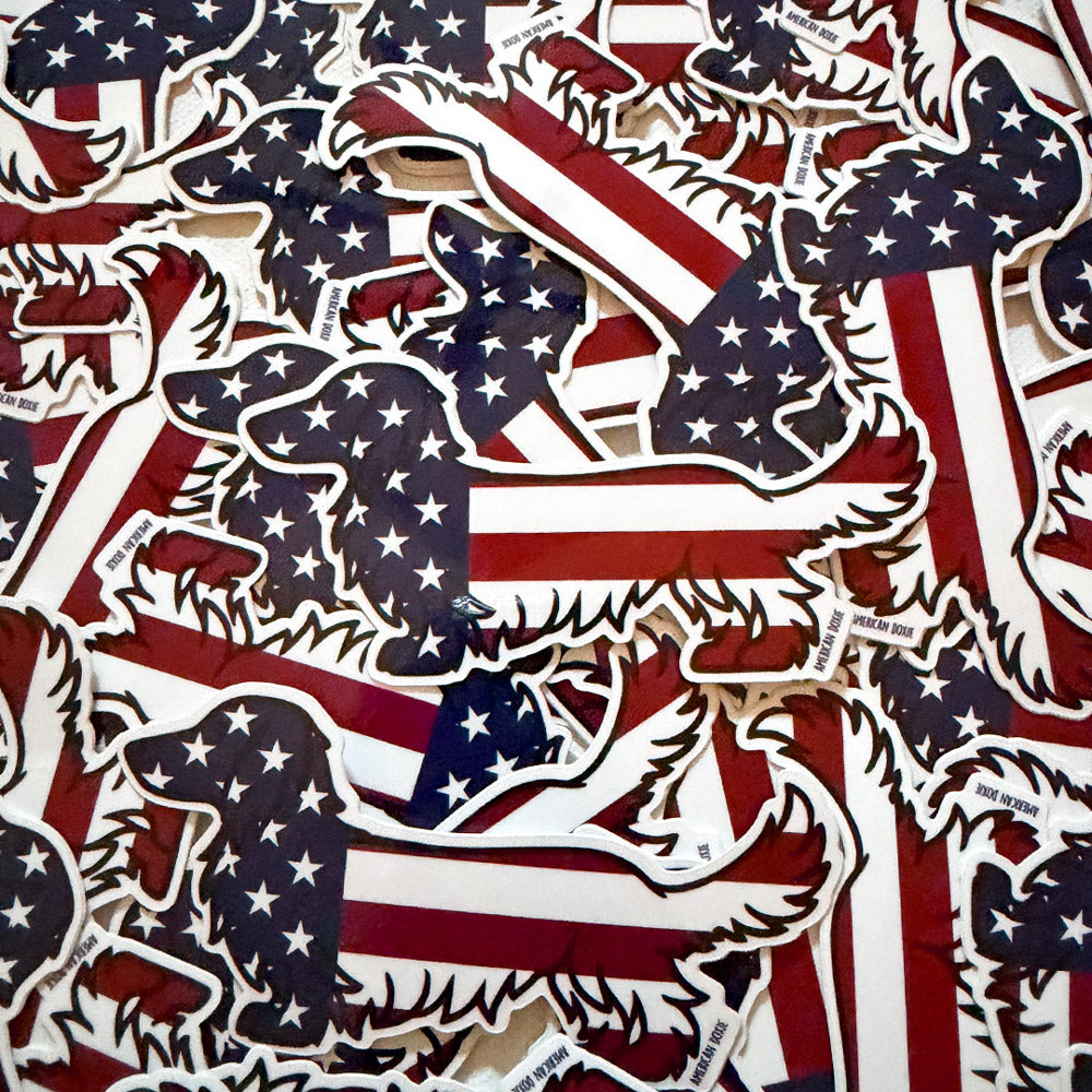 AD Longhair USA Flag Sticker 2-Pack