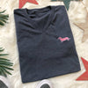 AD Signature Doxie Pink Logo V-Neck Tee Shirt